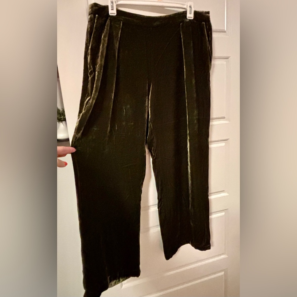 Massimo Dutti Olive Velvet Trousers